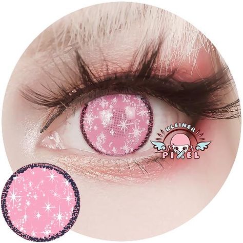 Anime Eye Contacts, Pink Eye Contacts, Pink Contact Lenses, Anime Sparkle, Eye Sparkle, Cool Contacts, Anime Eye Makeup, Eye Contacts, Eye Contact Lenses