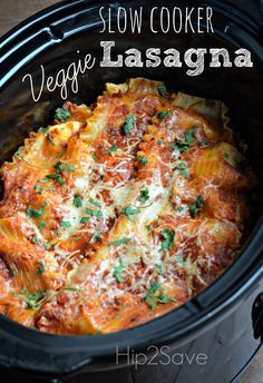 Spinach Dinners, Meatless Crockpot, Feta Lasagna, Meatless Slow Cooker Recipes, Lasagna Spinach, Slow Cooker Tikka Masala, Veggie Lasagna Recipe, Veggie Lasagne, Vegetarian Slow Cooker Recipes