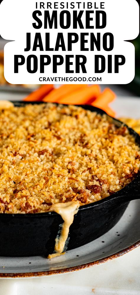 Popper Dip Recipe, Smoker Grill Recipes, Jalapeno Popper Dip Recipe, Smoked Vegetables, Traeger Grill Recipes, Smoked Jalapeno, Jalapeno Popper Dip, Popper Dip, Spicy Dip