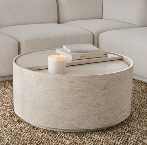 Best Round Coffee Table: West Elm Volume Round Storage Coffee Table White Oak Coffee Table Modern, All Modern Coffee Table, West Elm Drum Coffee Table, Upholstered Round Coffee Table, Solid White Coffee Table, Drum Storage Coffee Table, White Storage Coffee Table, West Elm Winter Wood, Round White Oak Coffee Table