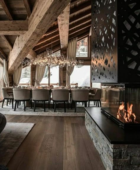 Modern Rustic Living Room Ideas, Chalet Living Room, Luxury Chalet Interior, Rustic Mountain Homes, Rustic Living Room Ideas, Mountain Interiors, Modern Chalet, Modern Rustic Living Room, Chalet Interior