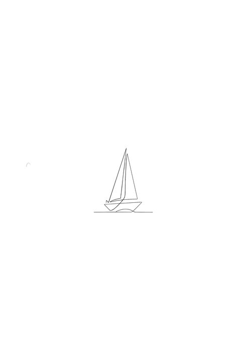 Sailboat Tattoo Minimal, Single Line Boat Tattoo, Ship Tattoo Fine Line, Tiny Van Tattoo, Dock Tattoo Simple, Sea Themed Tattoos Minimal, Fineline Sailboat Tattoo, Boat Line Tattoo, Boat Outline Tattoo