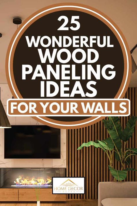 Wood Paneling Bedroom Wall, Wood Panel On Wall, Interior Design Wood Paneling, Paneling Ideas For Living Room, Wooden Wall Decor Living Room Interiors, Wood Wall Panels Living Room, Quarter Wall Paneling, Shelves On Wood Panel Wall, Panels On Walls Living Room