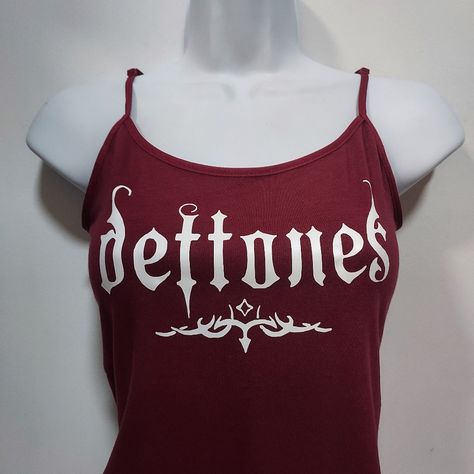 Time And True Tank With Adjustable Straps Streetwear Fashion Tops, Deftones Tank Top, Red Top Aesthetic, 2000s Tank Top, Red Graphic Tee, Band Tank Tops, Butterfly Tank Top, Y2k Tank Top, Backless Halter Top