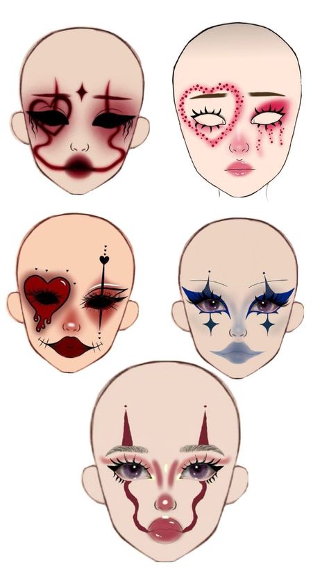 Chess Makeup Ideas, Eye Makeup Art Drawings, Clown Makeup Looks Men, Clown Cute Makeup, Half Clown Makeup, Fnaf Cosplay Makeup, Christmas Clown Makeup, Art The Clown Makeup, Clown Makeup Drawing