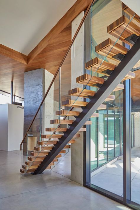 Stair Kits, Modern Railing, Wooden Staircase, Stairway Design, Floating Stairs, Stairs Design Modern, Floating Staircase, Stair Case, Home Stairs Design