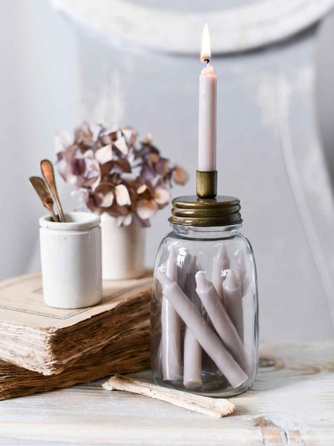 Diy Luminaire, Nordic House, Floor Candle Holders, Floor Candle, Jar Candle Holder, Creative Candles, Rustic Candle Holders, Rustic Candles, Candle Craft