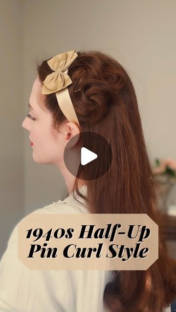 Dahlia • Vintage Fashion & Beauty on Instagram: "Vintage Spring Hair Challenge • Week 4 🎀 1940s half-up #hairstyle with decorative pin curls on the side.  🧴The fourth and final prompt of this #vintagehair challenge, hosted by @thedapperdahlia and @marlavonduta, is inspired by an advertisement for Lustre-Creme Shampoo.   🌸 Accessorize this #1940shairstyle with a ribbon and a hair bow, a headband or hair flowers. This would also be cute with a tilt hat. Style it in a way that works for you.  🏷️ Tag us if you give this #vintagehairstyle a try!  #hairinspo #retrohair #hairtutorial" Retrohair Hairstyles, 1940s Hairstyles Tutorial, 1940 Hair, 1940s Hair, 1950s Hairstyles, Hair Challenge, 1940s Hairstyles, Spring Hair, Hair Flowers