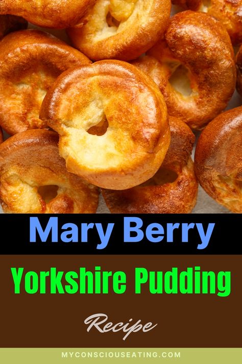 Yorkshire puddings on a dinner plate Mary Berry Yorkshire Pudding Recipe, British Pastries, Mary Berry Christmas Pudding, Mary Berry Recipes Baking, Mary Berry Recipes, Yorkshire Recipes, Pop Overs, Welsh Food, Yorkshire Pudding Recipe