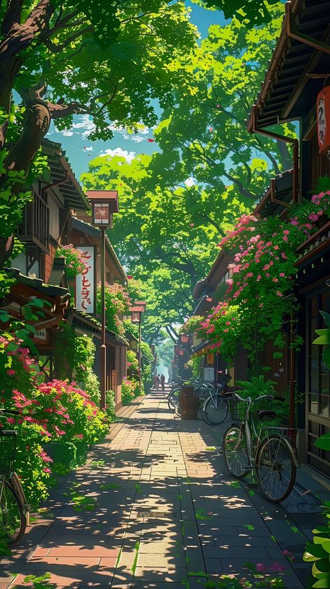 Anime Street, Studio Ghibli Background, Dreamy Artwork, Ghibli Artwork, Japon Illustration, Cool Wallpapers Art, Fantasy Art Landscapes, 판타지 아트, Dreamy Art