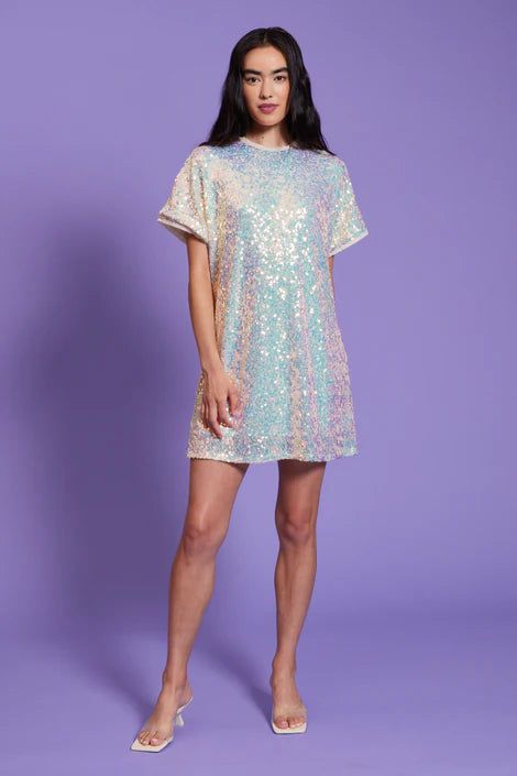 Aquamarine Sequin Dress - Addie's Boutique Dress With Tennis Shoes, Sparkles Dress, Dresses With Tennis Shoes, Denim Pants Romper, Confetti Dress, Queen Of Sparkles, Cocktail Dress Formal, Sequined Dress, Sparkle Dress