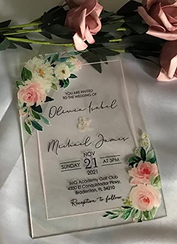 Clear Wedding Invitations, Amazon Wedding, Acrylic Wedding Invitation, Quinceanera Themes, Acrylic Wedding Invitations, Acrylic Invitations, Wedding Plan, Chocolate Gift Boxes, Personalised Wedding Invitations