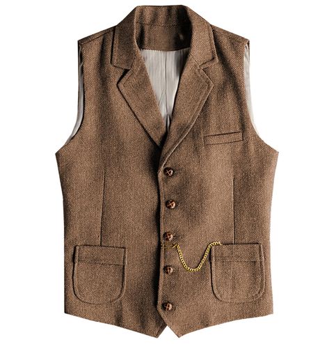 PRICES MAY VARY. Features: Button closure,single breasted 5 buttons,3 real pockets, adjustable back strap. Size: Please read the our size chart information of the product in order to choose your own size,not Amazon size chart. Fabrics: Herringbone tweed pattern, it’s comfortable, simple, and classic.Wool blend vest for casual comfort. Occasions: The vest is easy to match with dress shirt, suit coat, casual pants, etc. Suit for daily wear, business, wedding, outdoor, all occasions and seasons. At Mens Tweed Suit, Tweed Waistcoat, Tweed Suit, Tweed Pattern, Herringbone Tweed, Tweed Suits, Winter Tops, 3 Piece Suits, Suit Vest