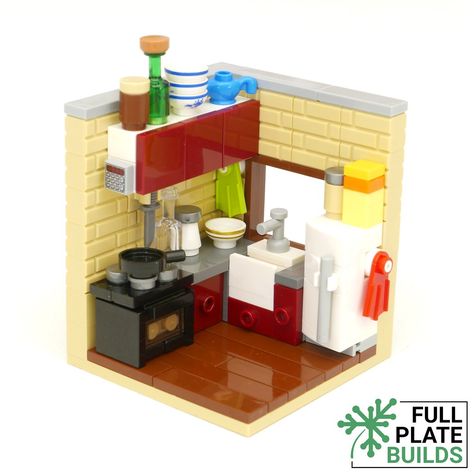 Lego House Ideas Furniture, Lego Furniture Ideas, Lego Interior Design, Lego City Display, Lego Diy Projects, Lego Kitchen, Lego Design Ideas, Lego House Ideas, Kitchen Vignettes