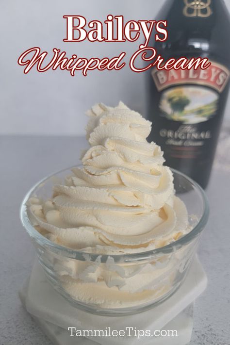 Baileys Whipped Cream Frosting, Homemade Flavored Whipped Cream, Alcohol Infused Whipped Cream, Alcohol Deserts, Infused Snacks, Baileys Whipped Cream, Liquor Cakes, Alcohol Desserts, Bariatric Desserts