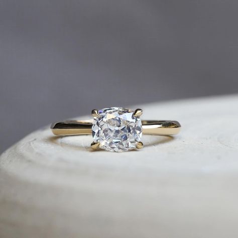 @rachelbostonjewellery shared a photo on Instagram: “1.26ct Old Cut Cushion Diamond set in our Joy ring. Choosing a diamond with reduced environmental impact was top of our client's list.…” • Jan 12, 2022 at 6:01pm UTC Collection Ideas, Cushion Cut Moissanite, Moissanite Engagement Ring Solitaire, Antique Diamond Rings, Oval Engagement, Wedding Rings Solitaire, Cushion Diamond, Antique Diamond, Diamond Set