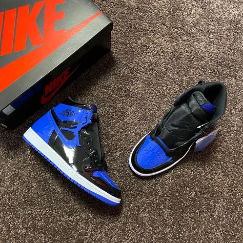 Jordans Dark Blue, Dark Blue Air Jordans, Jordan 1 Blue Black White, Jordans Blue And Black, Jordan 1 Black And Blue, Retro 4s, Jordan 1 Blue, Jordan 4’s, Shoes Retro