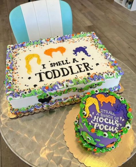 Hocus Pocus Cake, Hocus Pocus Birthday, Tiffany Baby Showers, 7th Birthday Cakes, Hocus Pocus Party, Bakery Food, 2nd Birthday Party Themes, Kids Birthday Themes, Student Services