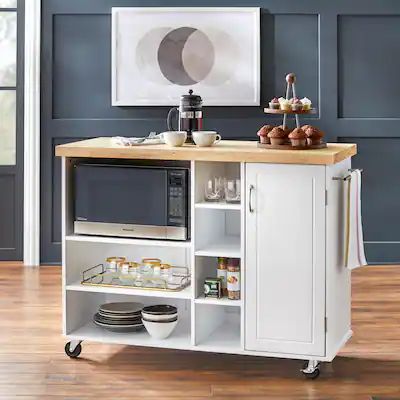 Buy Kitchen Carts Online at Overstock | Our Best Kitchen Furniture Deals Microwave Kitchen, Microwave Storage, Microwave Cart, Microwave Cabinet, Microwave Shelf, Rolling Kitchen Cart, Rolling Kitchen Island, Two Tone Kitchen, Kitchen Island Cart