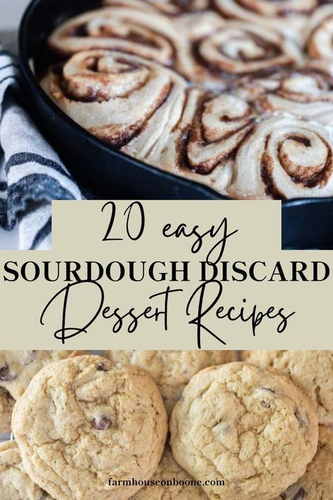 Have extra sourdough discard and want to make a delicious simple dessert? Visit Farmhouse on Boone's blog to find over 20 recipes of unique sourdough discard dessert recipes. Click here to see all the recipes! Farmhouse On Boone Discard Recipes, Sourdough Discard Vanilla Wafers, Desserts With Sourdough Discard, Recipes That Use A Lot Of Sourdough Discard, Sourdough Discard Baked Goods, Sourdough Discard Baking, Sweet Sourdough Discard Recipes, Easy Sourdough Dessert, Sour Dough Desserts