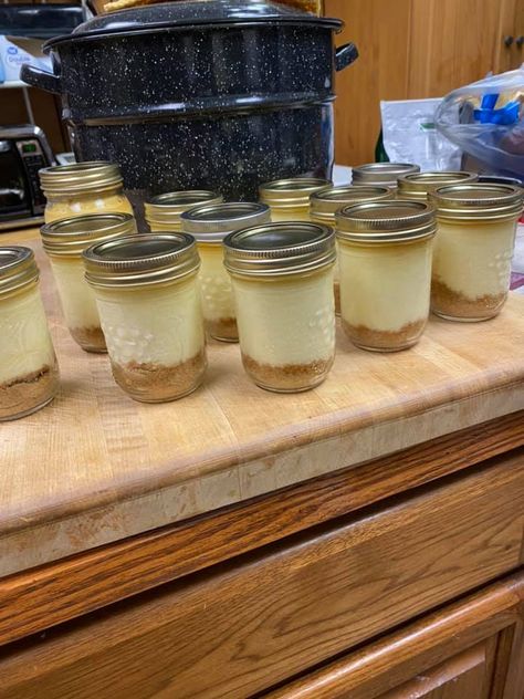 A Sweet Triumph: Canning a Delicious Cheesecake for the First Time Canning Cheesecake In A Jar, Canned Cheesecake In A Jar, Canning Cheesecake, Canned Desserts, Cheesecake In A Jar Recipe, Canning Planner, Mason Jar Cheesecake, Dry Canning, Canning Kitchen