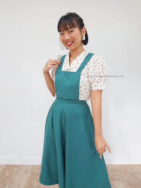 How To Sew a Pinafore Dress (+ detachable bib!) — Gwenstella Made | sewing · DIY · style Pinafore Dress Sewing Pattern Free, Ladies Pinafore Dress Pattern Free, Pinafore Sewing Pattern Women, Bib Dress Pattern, Sewing Patterns Pinafore Dress, Womens Pinafore Dress Pattern Free, Womens Pinafore Dress Pattern, Diy Jumper Dress Pattern, Simple Pinafore Dress Pattern