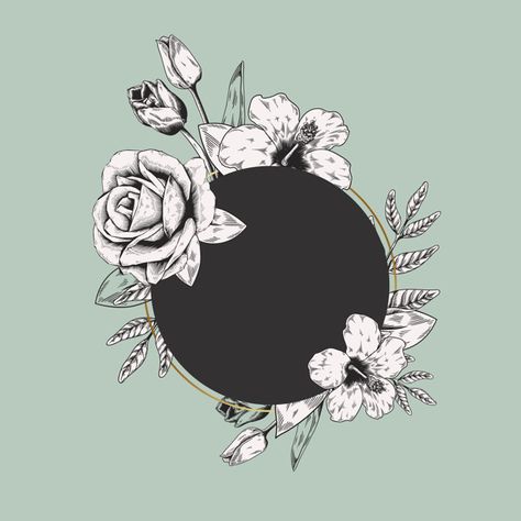 Round Tattoo Design, Negative Tattoo, Banner Flower, Round Tattoo, Nightmare Before Christmas Tattoo, Watercolor Tattoo Flower, Circle Tattoo, Logo Banner, Flower Logo Design