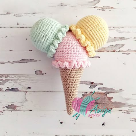 Ice cream amigurumi free crochet - Amigu World Crochet Ice Cream Pattern Free, Lemon Amigurumi, Doraemon Keychain, Apple Amigurumi, Strawberry Amigurumi, Shark Crochet, Food Amigurumi, Crochet Ice Cream, Amigurumi Shark