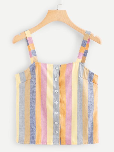 Striped Cami Tops, Casual Stripes, Cami Top, Women's Casual, Cami Tops, Fashion Tops, Single Breasted, Blouse Designs, Fashion News