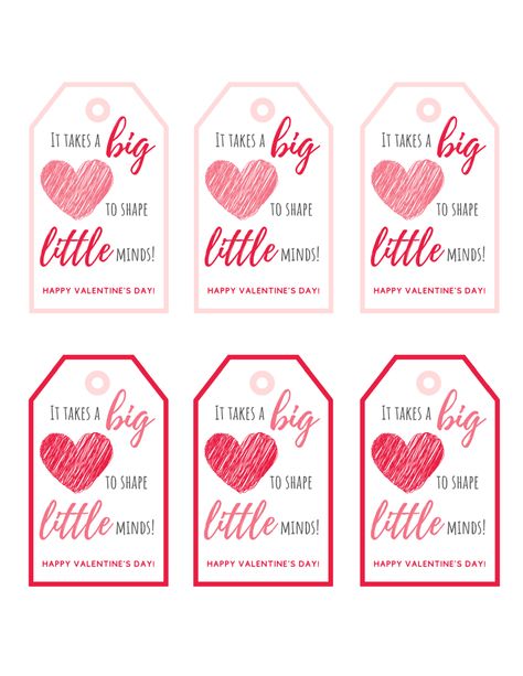 It Takes A Big Heart To Shape Little, Teacher Valentine Cards, Free Printable Valentines Tags, Primary 2023, Happy Classroom, Valentine Notes, Heart Gift Tags, Printable Valentines Day Cards, Teacher Valentine Gifts