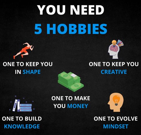 5 Hobbies, Hobbies To Pick Up, Hobbies Quote, I Need A Hobby, Easy Hobbies, Millionaire Mindset Quotes, Business Infographics, My Goal In Life, Be Unstoppable