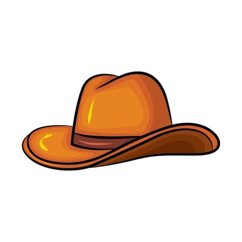 Cartoon Cowboy Hat, Hat Graphic Design, Cowboy Hat Illustration, Cowboy Hat Art, Freshie Designs, Emoji Hat, Sombrero Cowboy, Hat Illustration, Brown Cowboy Hat