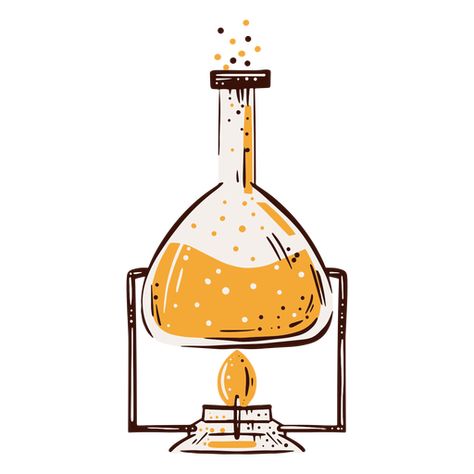 Chemistry Art Design Illustrations, Gas Laws Chemistry, Experiment Drawing, February Prompts, Experiment Illustration, Chemistry Illustration, Flask Drawing, Flask Art, 2023 Bujo