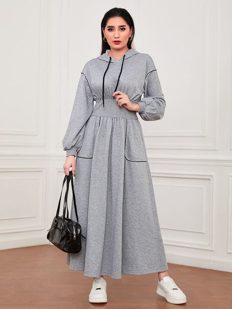 Modest Long Dresses, Hijab Stile, Knit Fabric Dress, Winter Mode Outfits, Hijabista Fashion, Estilo Hijab, Modest Maxi Dress, Modest Maxi, Blouse Casual Fashion