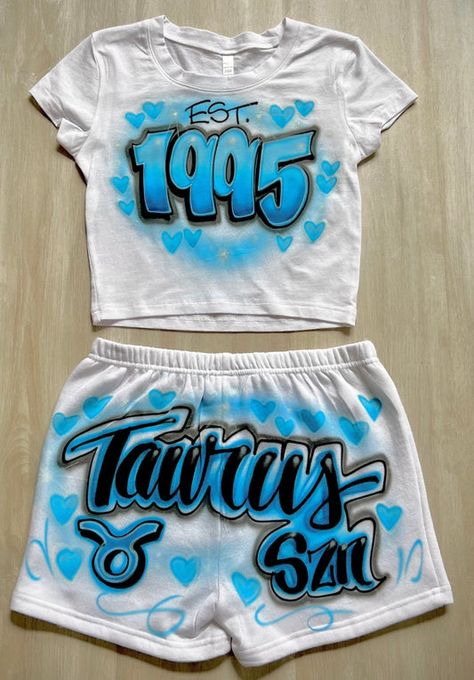 80s/90s Party – Bluegrass Airbrush 90s Airbrush, 90s Outfits Party, Airbrush Shirts, Airbrush T Shirts, Birthday Outfit For Women, 2 Piece Short Set, Solo Costume, Outfit Matching, Cute Birthday Outfits