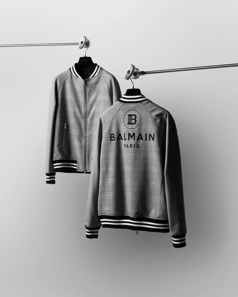 Balmain Jacket, Prince Of Wales Check, A Prince, Balmain Paris, Teddy Jacket, Prince Of Wales, Mens Outerwear, Adidas Jacket, Wales