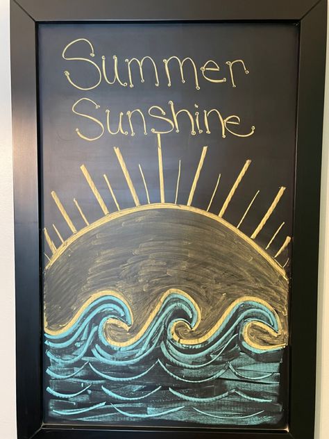 Beach Chalk Art, Chalkboard Art Summer, June Chalkboard Art, Summer Blackboard Ideas, Beach Chalkboard Art, Beachy Chalk Art, Chalk Art Beach, Summer Chalkboard Ideas, Summertime Chalkboard Ideas