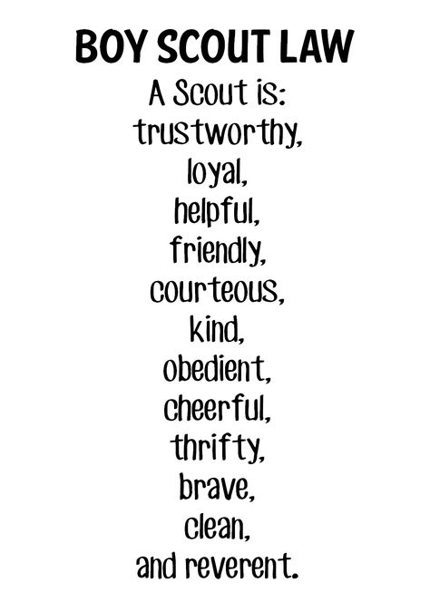 Scout Law Printable, Scout Oath And Law, Cub Scout Oath, Cub Scout Law, Boy Scout Oath, Boy Scout Law, Scout Oath, Cub Scouts Wolf, Scout Law