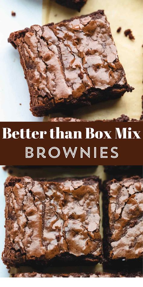 Better Than Box Mix Brownie Recipe - I Heart Eating Homemade Brownie Recipes Easy, Better Than The Box Brownies, Best Brownie Mix Recipe, Recipe For Brownies Using Cocoa Powder, Homemade Box Brownies, Baking Recipes With Cocoa Powder, Simple Homemade Brownies Recipe, Brownie With Cocoa Powder, Deserts Using Cocoa Powder