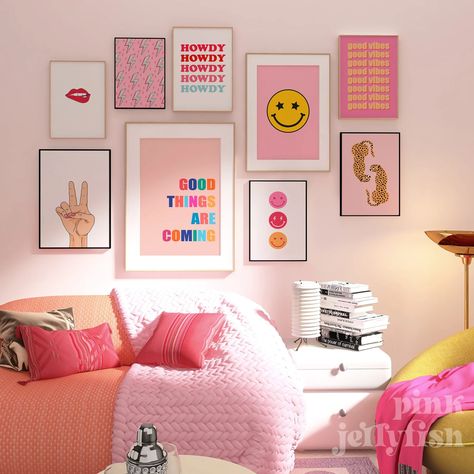 Pink Preppy Prints Set of 9 Printable Art Colorful Gallery - Etsy Organization Dorm, Behind Toilet, Preppy Bedroom Decor, Preppy Prints, Toilet Decor, Pink Dorm, Home Nails, Apartment Wall Decor, Outdoor Entryway