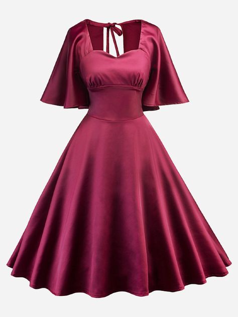 AU$40.95 Trendy Dresses Summer, Butterfly Sleeve, Frocks For Girls, Bandeau Dress, Vestidos Vintage, Red Midi Dress, Maxi Skirts, Back Dress, Summer Outfits Women