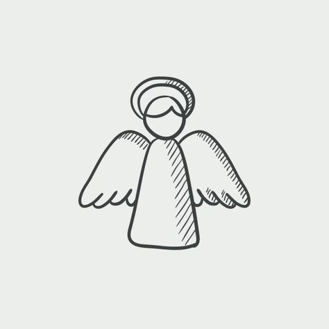 Cute Angel Drawing Easy, Angel Vector Art, Angel Doodle Simple, Christmas Angel Drawing Easy, Angel Clipart Free Printable, Angel Silhouette Tattoo, Easy Angel Drawings, Simple Angel Drawing, Angel Doodle