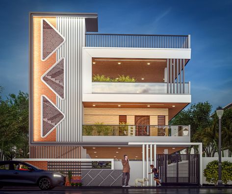 2 Floors Building Elevation Modern, G+1elevation Design, G 2 House Elevation Ideas, 30x40 Elevation Design, Elevation For G+2, Elevation Design For G+2, Front Elevation Designs G+1 Floor, G 2 Elevation Design Modern, G 3 Elevation Design