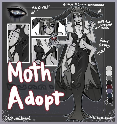 Multi Armed Character Reference, Moth Lady, Oc Ref Sheet, Monster Concept Art, Concept Art Drawing, Creature Concept Art, Discord Server, Character Design References, Sketchbook Art Inspiration