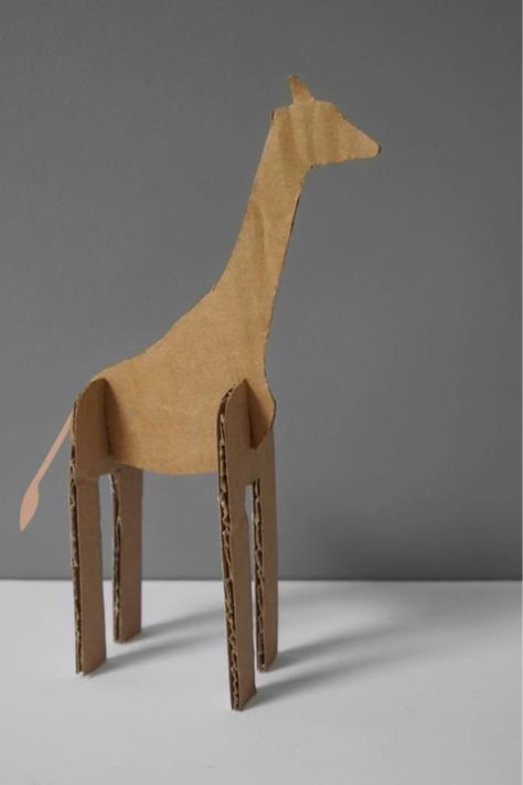 How To Make A Giraffe From Cardboard, Cardboard Animals Template Cut Outs, Safari Themed Crafts, Cardboard Animals Template, 3d Cardboard Animals, Cardboard Giraffe, Diy Giraffe, Jungle Animal Crafts, Safari Crafts