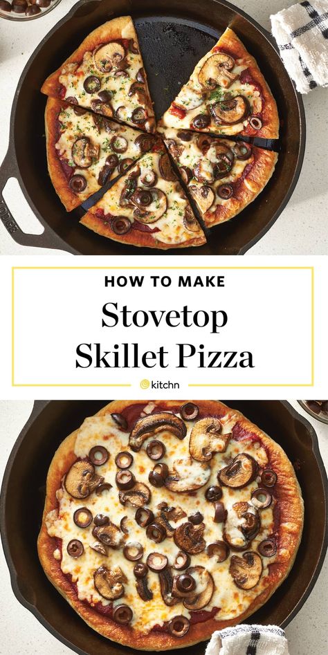 Stovetop Pizza, Cast Iron Skillet Pizza, Personal Pizzas, Cast Iron Skillet Cooking, Cast Iron Pizza, Skillet Pizza, Iron Skillet Recipes, Cooking Pizza, Stove Top Recipes