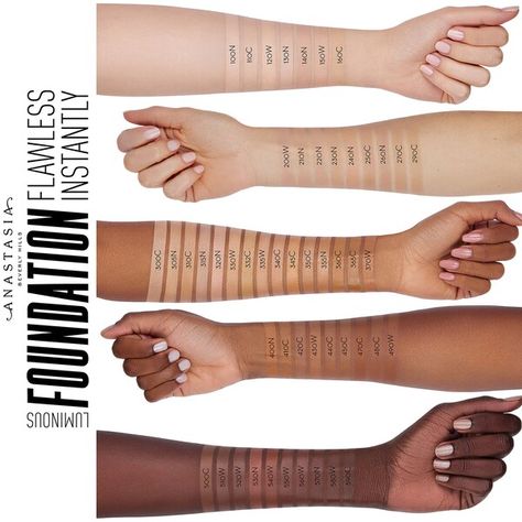 Luminous Foundation - Anastasia Beverly Hills | Sephora Anastasia Foundation, Anastasia Beverly Hills Foundation, Foundation Swatches, Luminous Foundation, Anastasia Beverly Hills Brow, Neutral Undertones, Cool Undertones, Eye Primer, Best Foundation