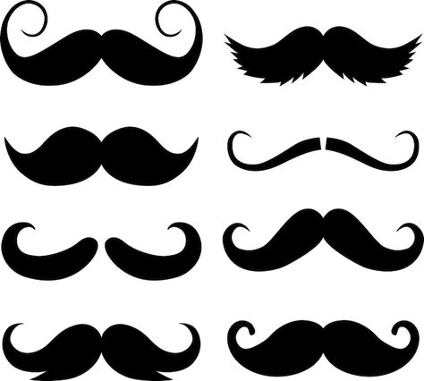 Black mustache templates of different st... | Premium Vector #Freepik #vector #beard-vector #beard #vintage-man #retro-man Mustache Diy, Mustache Clipart, Mustache Template, Moustache Cake, Mustache Logo, Mustache Art, Movember Mustache, Beard Vector, Ram Ji Photo