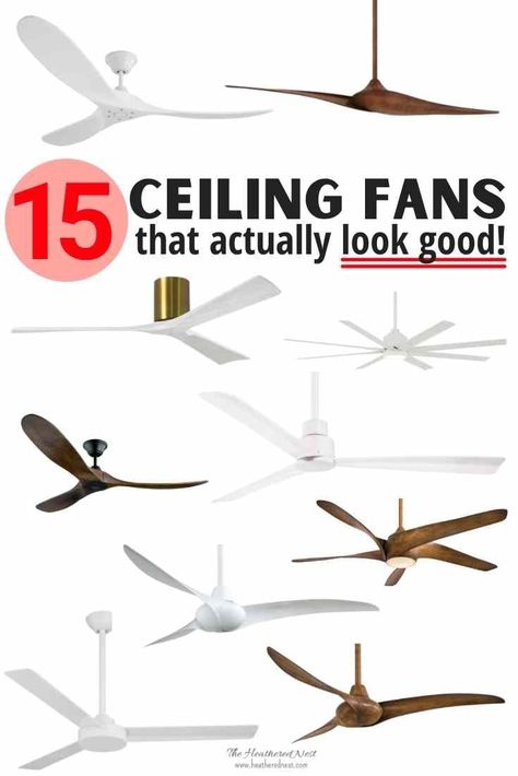 15 Ceiling Fans That Are Actually Stylish! Glam Ceiling Fan, Ceiling Fan Low Profile, Fans Design, Decorative Ceiling Fans, Ceiling Fan Makeover, Living Room Ceiling Fan, Ceiling Fan Bedroom, Ceiling Fans Without Lights, Best Ceiling Fans