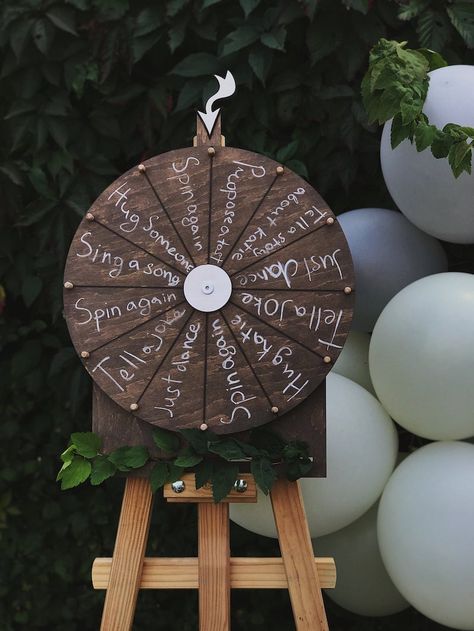 Funny Tasks, Spinning Wheel Game, Serious Questions, Lawn Games Wedding, Reception Games, Prize Wheel, Wedding Reception Games, Spin The Wheel, Family Party Games